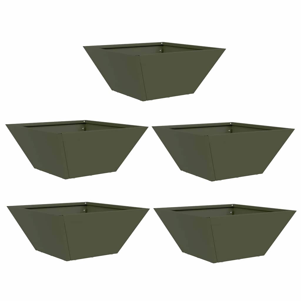 Garten Schüssel Pflanzer 5 pcs Olivgrün 35 x 35 x 15 cm Stahl