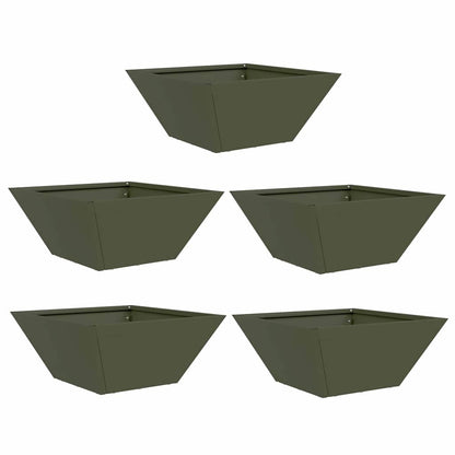 Garten Schüssel Pflanzer 5 pcs Olivgrün 35 x 35 x 15 cm Stahl