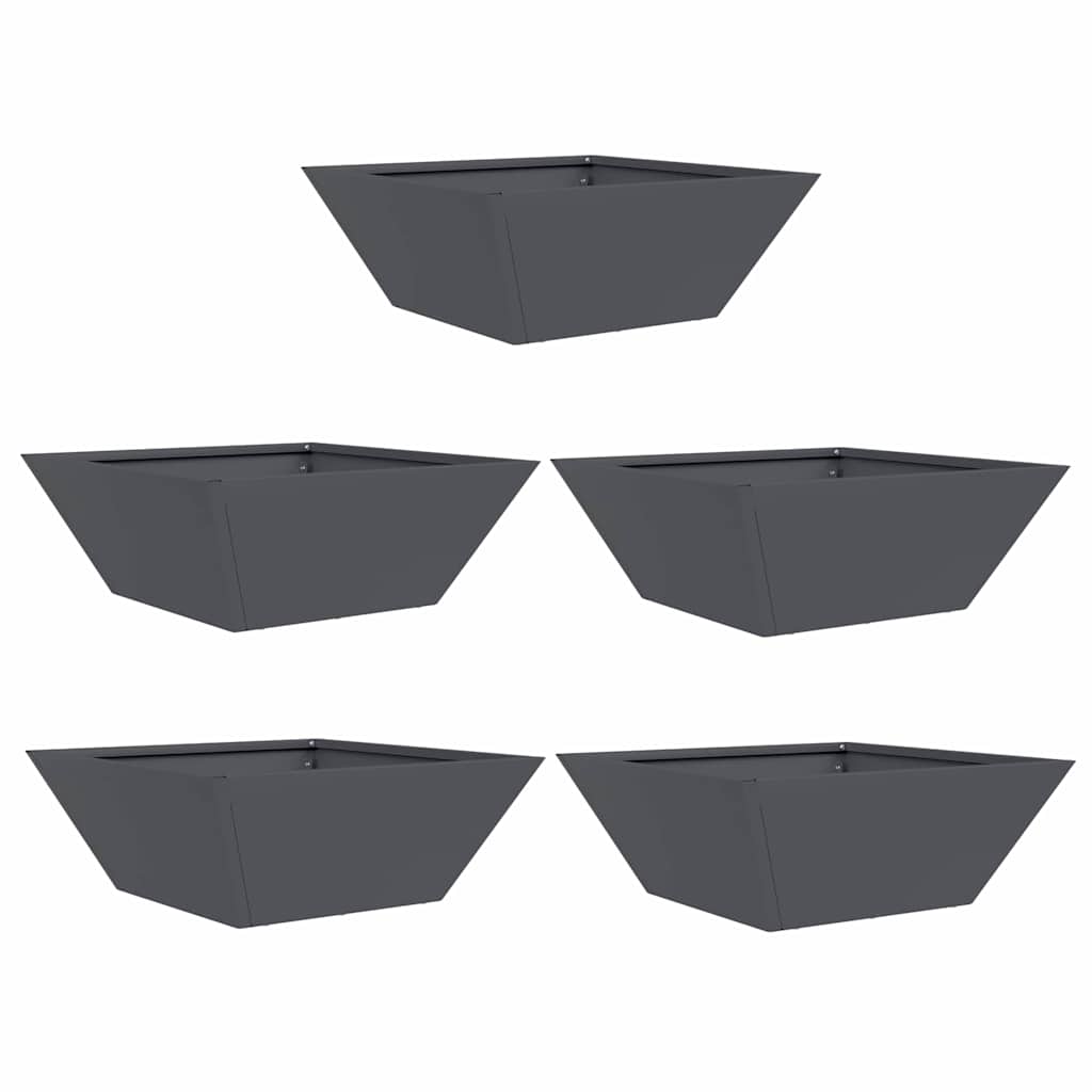 Garten Schüssel Pflanzer 5 pcs Anthrazit 40 x 40 x 15 cm Stahl