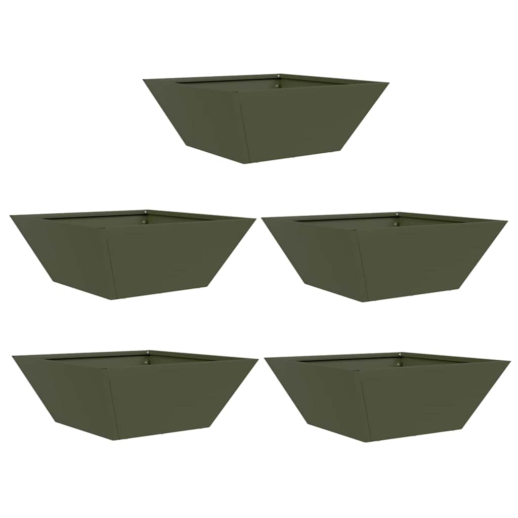 Garten Schüssel Pflanzer 5 pcs Olivgrün 40 x 40 x 15 cm Stahl