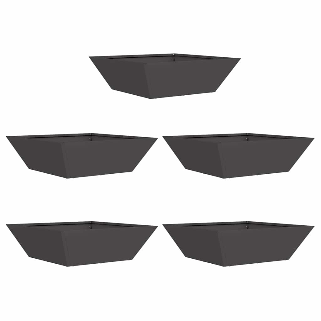 Garten Schüssel Pflanzer 5 pcs Schwarz 50 x 50 x 15 cm Stahl
