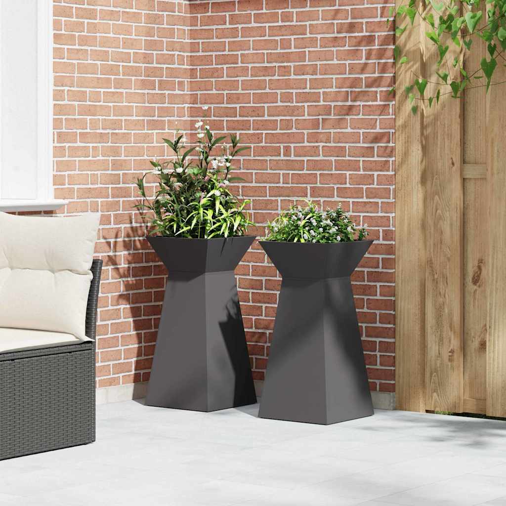 Säulen Pflanzer 2 pcs Schwarz 35 x 35 x 73 cm Stahl
