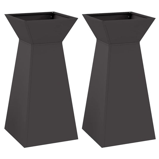 Säulen Pflanzer 2 pcs Schwarz 35 x 35 x 73 cm Stahl