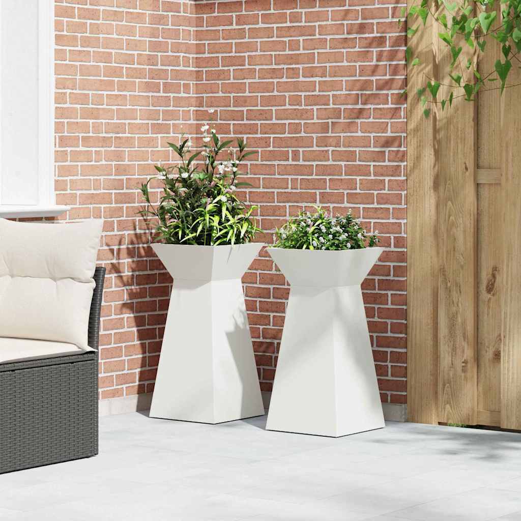Säulen Pflanzer 2 pcs Weiß 35 x 35 x 73 cm Stahl
