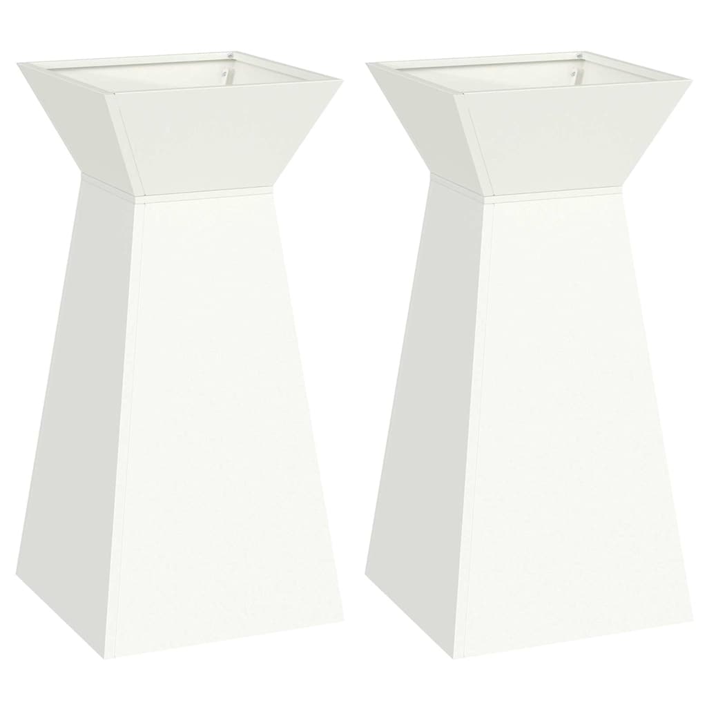 Säulen Pflanzer 2 pcs Weiß 35 x 35 x 73 cm Stahl