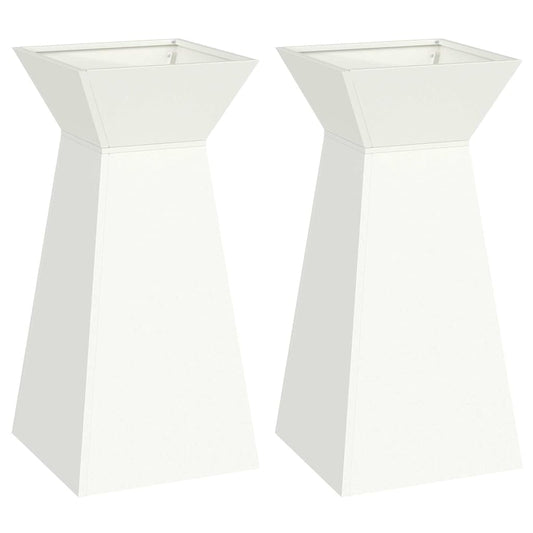 Säulen Pflanzer 2 pcs Weiß 35 x 35 x 73 cm Stahl