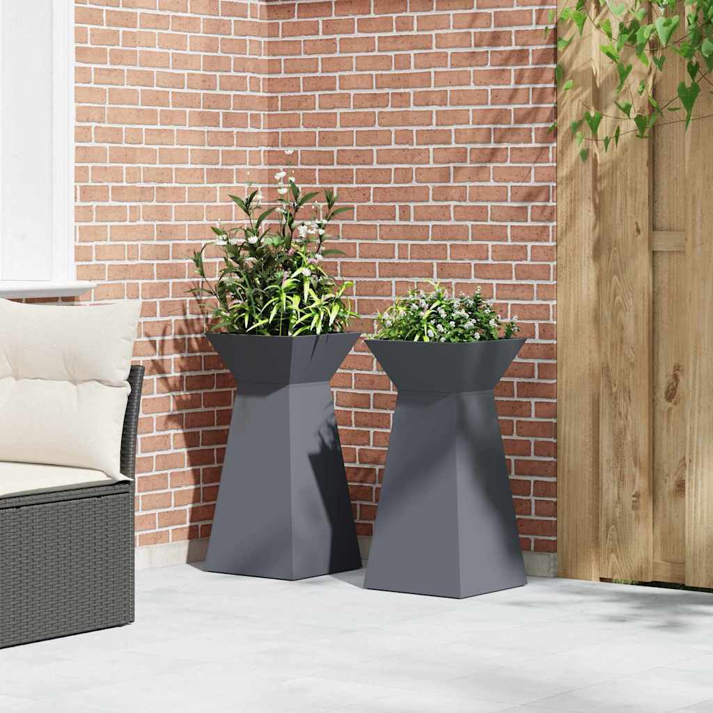 Säulen Pflanzer 2 pcs Anthrazit 35 x 35 x 73 cm Stahl