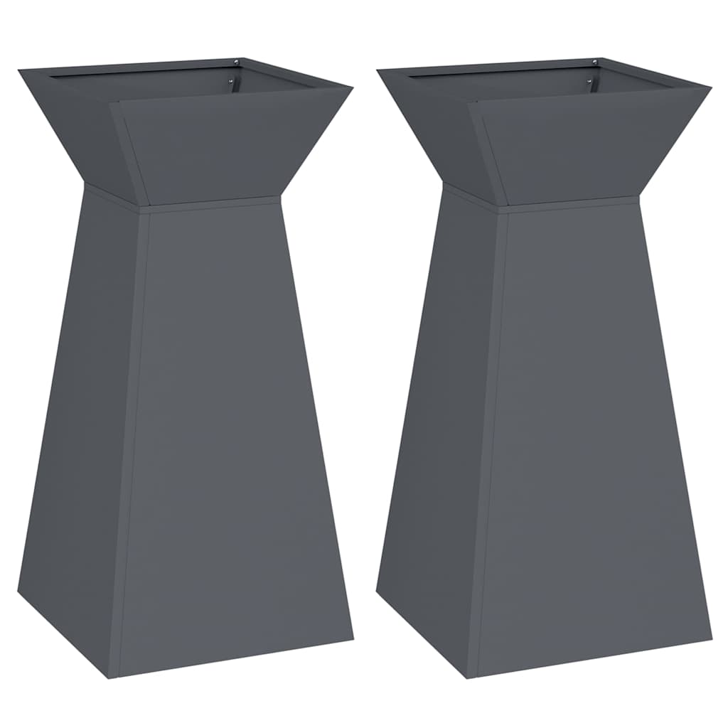 Säulen Pflanzer 2 pcs Anthrazit 35 x 35 x 73 cm Stahl