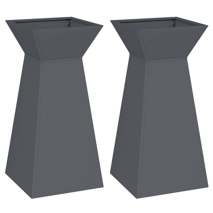 Säulen Pflanzer 2 pcs Anthrazit 35 x 35 x 73 cm Stahl