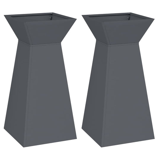 Säulen Pflanzer 2 pcs Anthrazit 35 x 35 x 73 cm Stahl