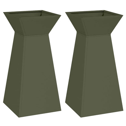 Säulen Pflanzer 2 pcs Olivgrün 35 x 35 x 73 cm Stahl