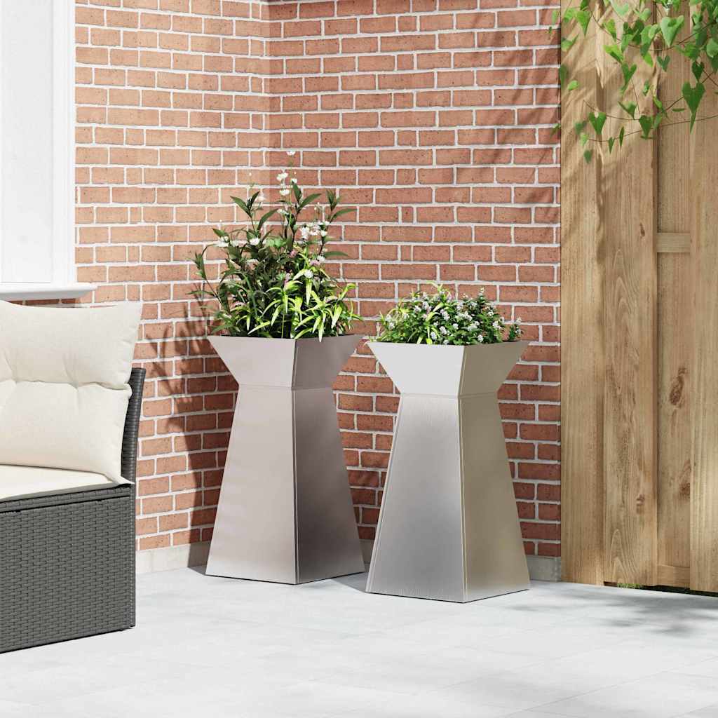 Säulen Pflanzer 2 pcs Silber 35 x 35 x 73 cm Stahl
