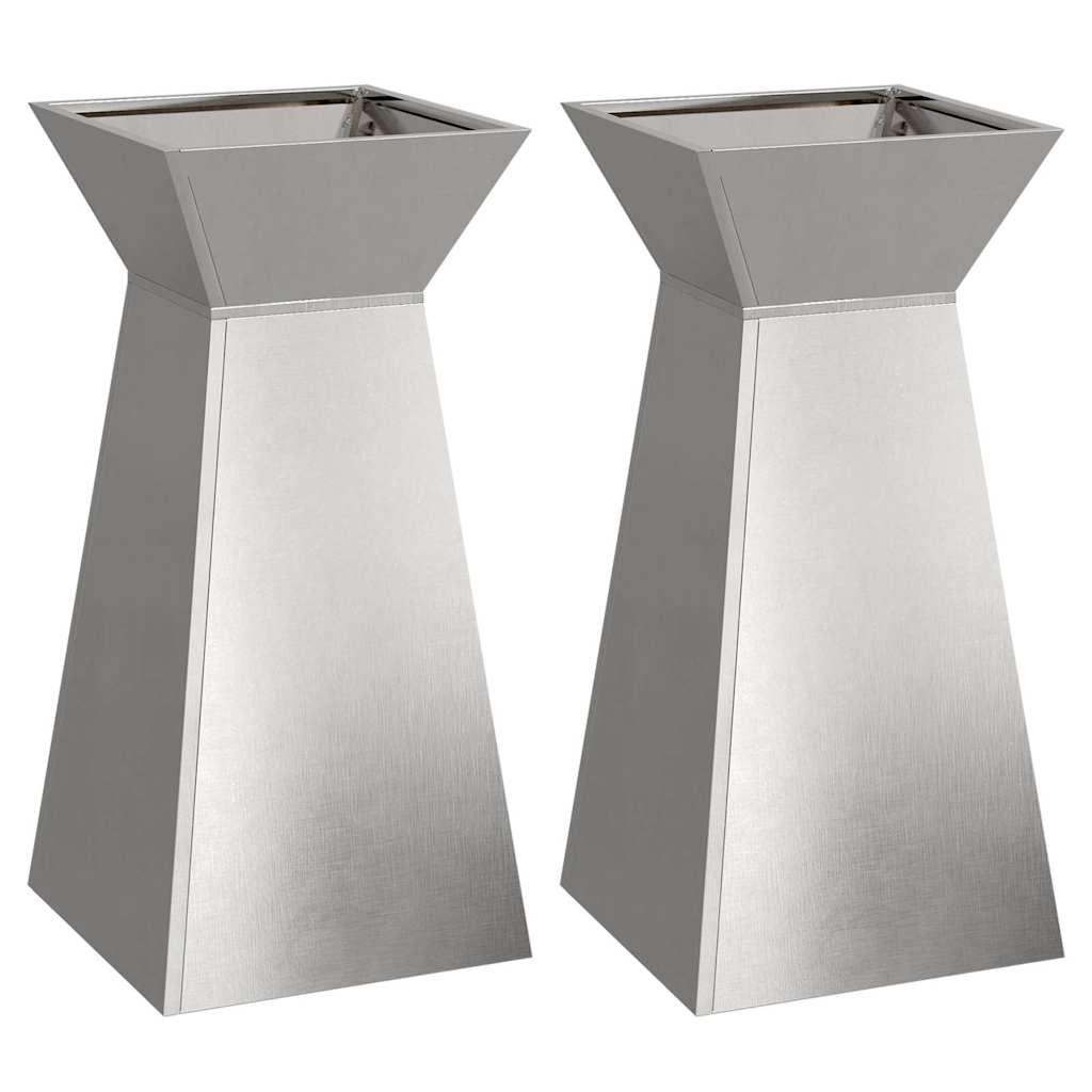 Säulen Pflanzer 2 pcs Silber 35 x 35 x 73 cm Stahl