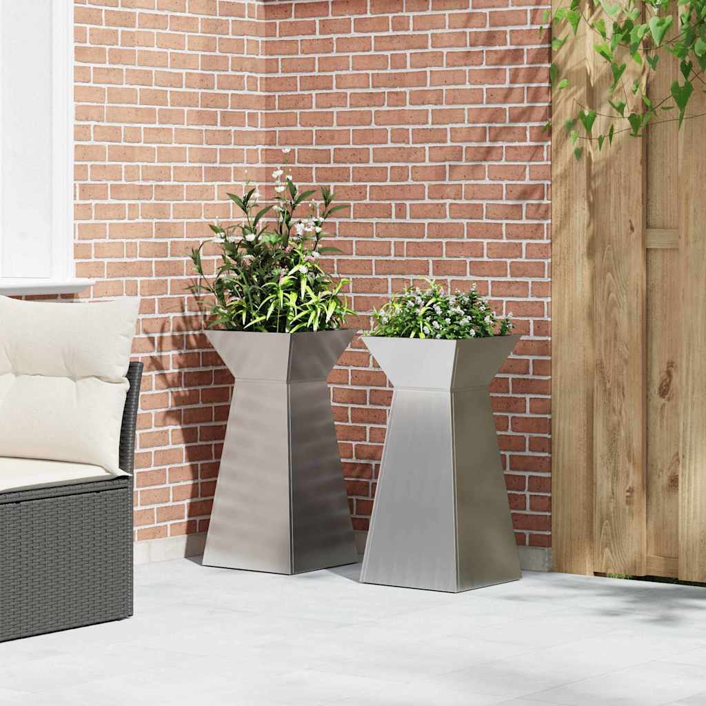 Säulen Pflanzer 2 pcs Silber 35 x 35 x 73 cm Stahl