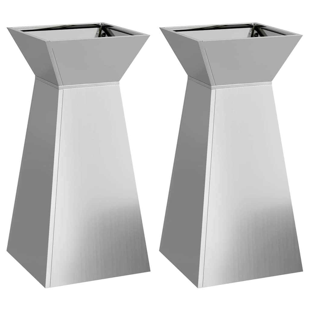 Säulen Pflanzer 2 pcs Silber 35 x 35 x 73 cm Stahl