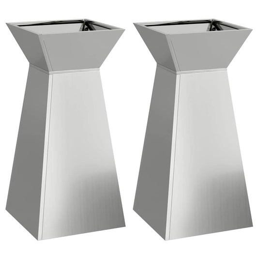 Säulen Pflanzer 2 pcs Silber 35 x 35 x 73 cm Stahl