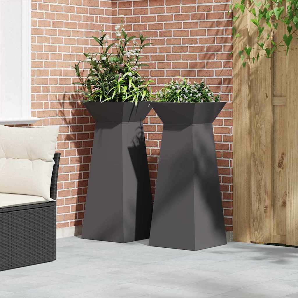 Säulen Pflanzer 2 pcs Schwarz 40 x 40 x 100 cm Stahl