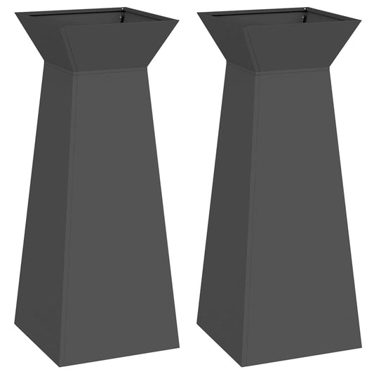 Säulen Pflanzer 2 pcs Schwarz 40 x 40 x 100 cm Stahl