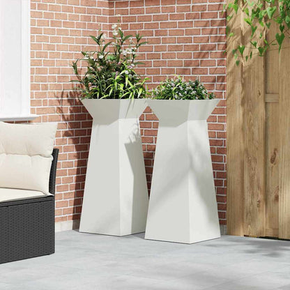 Säulen Pflanzer 2 pcs Weiß 40 x 40 x 100 cm Stahl