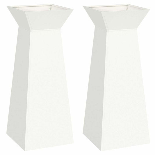 Säulen Pflanzer 2 pcs Weiß 40 x 40 x 100 cm Stahl