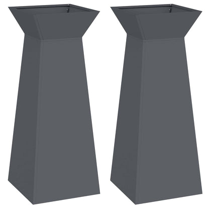 Säulen Pflanzer 2 pcs Anthrazit 40 x 40 x 100 cm Stahl