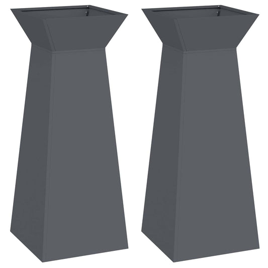 Säulen Pflanzer 2 pcs Anthrazit 40 x 40 x 100 cm Stahl
