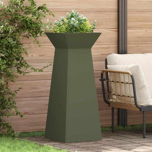 Säulen Pflanzer 2 pcs Olivgrün 40 x 40 x 100 cm Stahl