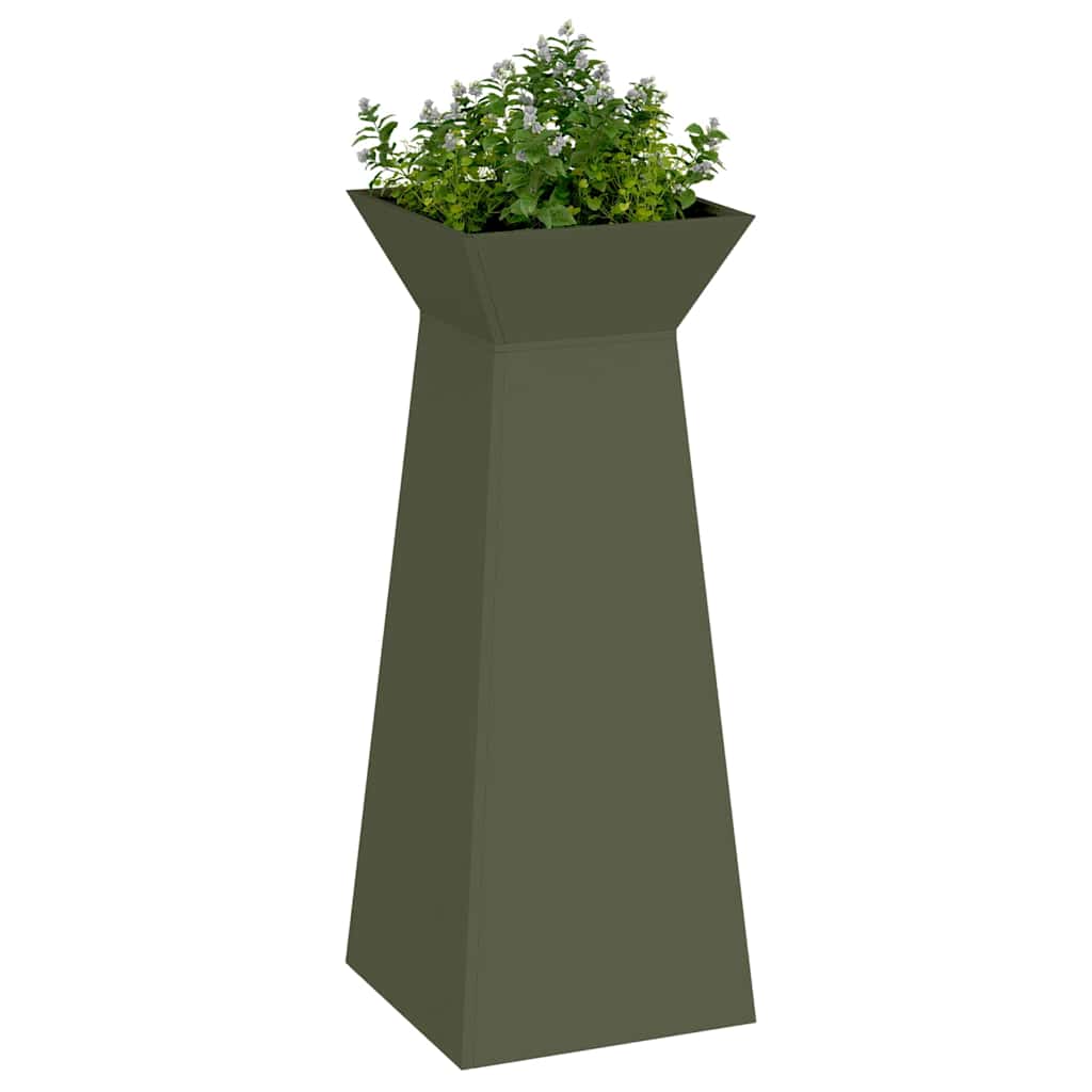 Säulen Pflanzer 2 pcs Olivgrün 40 x 40 x 100 cm Stahl
