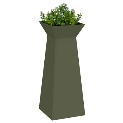 Säulen Pflanzer 2 pcs Olivgrün 40 x 40 x 100 cm Stahl