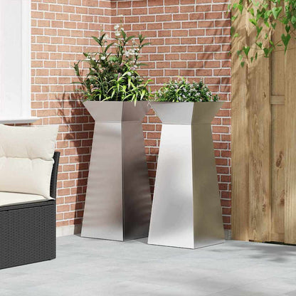 Säulen Pflanzer 2 pcs Silber 40 x 40 x 100 cm Stahl