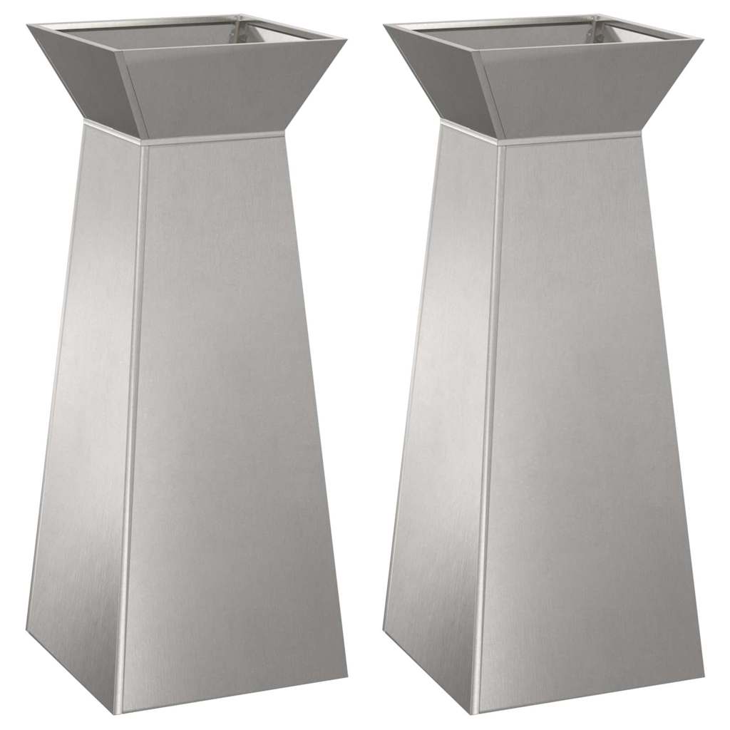 Säulen Pflanzer 2 pcs Silber 40 x 40 x 100 cm Stahl