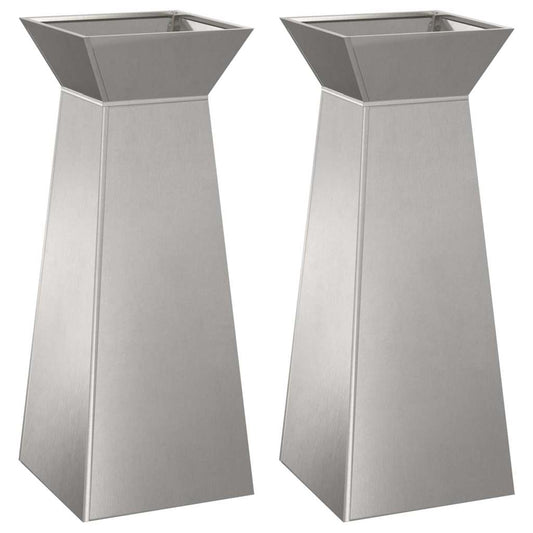 Säulen Pflanzer 2 pcs Silber 40 x 40 x 100 cm Stahl