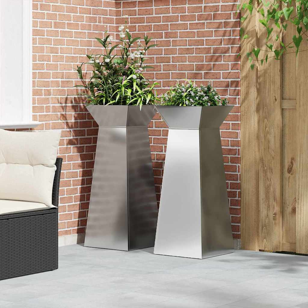 Säulen Pflanzer 2 pcs Silber 40 x 40 x 100 cm Stahl
