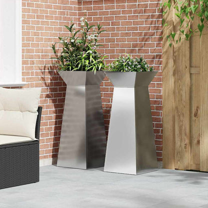 Säulen Pflanzer 2 pcs Silber 40 x 40 x 100 cm Stahl