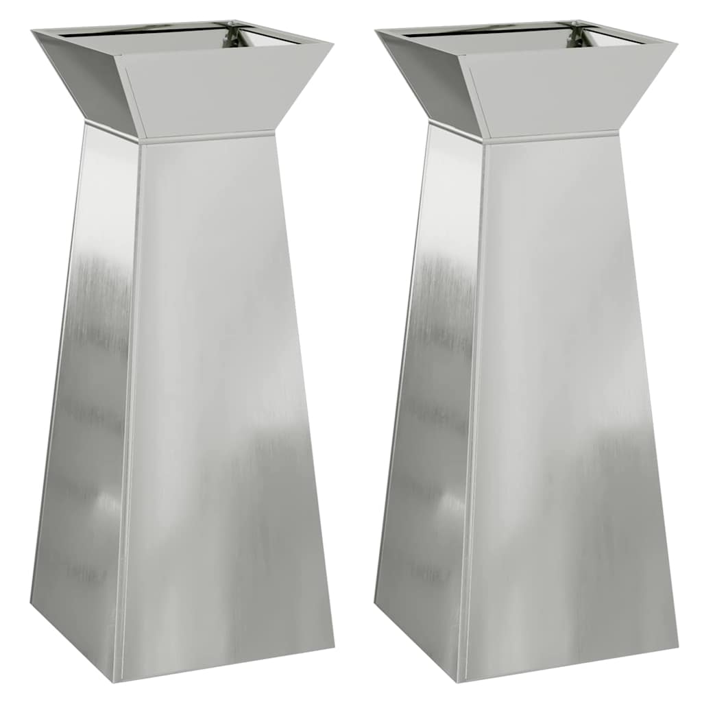 Säulen Pflanzer 2 pcs Silber 40 x 40 x 100 cm Stahl