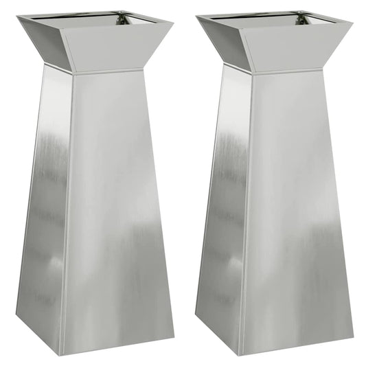 Säulen Pflanzer 2 pcs Silber 40 x 40 x 100 cm Stahl