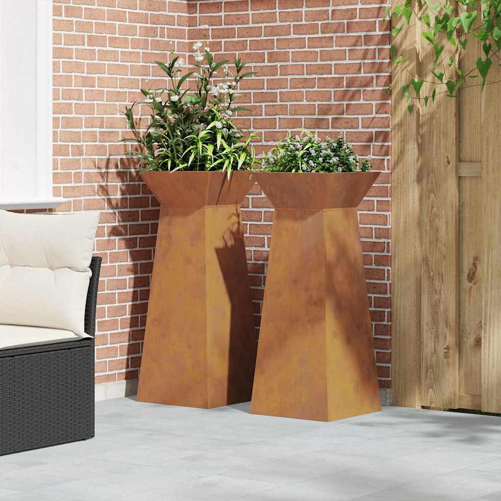Säulen Pflanzer 2 pcs Silber 40 x 40 x 100 cm Stahl