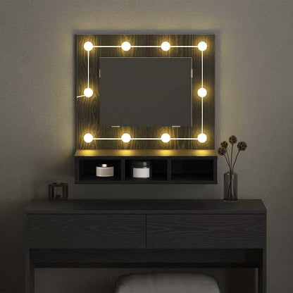 Spiegelschrank mit Regal Schwarz Eichen-Optik 60 x 31,5 x 62 cm