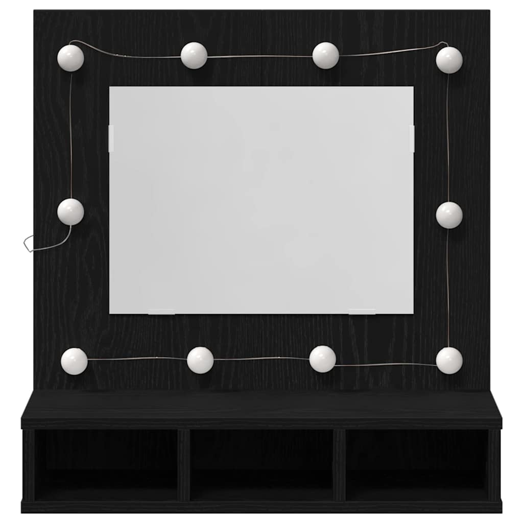 Spiegelschrank mit Regal Schwarz Eichen-Optik 60 x 31,5 x 62 cm