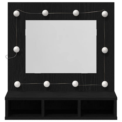 Spiegelschrank mit Regal Schwarz Eichen-Optik 60 x 31,5 x 62 cm