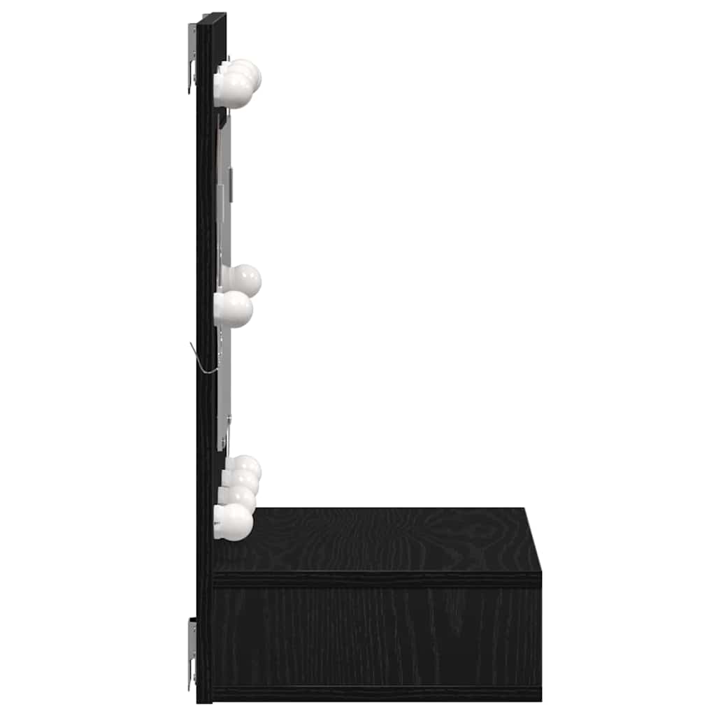 Spiegelschrank mit Regal Schwarz Eichen-Optik 60 x 31,5 x 62 cm