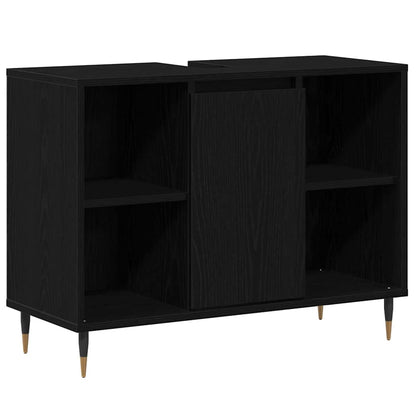 Badezimmerschrank mit Tür Schwarz 80 x 33 x 60 cm Holzwerkstoff