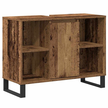 Badezimmerschrank mit Tür Altholz 80 x 33 x 60 cm Holzwerkstoff
