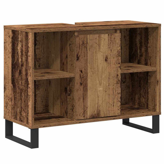 Badezimmerschrank mit Tür Altholz 80 x 33 x 60 cm Holzwerkstoff