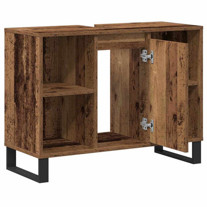 Badezimmerschrank mit Tür Altholz 80 x 33 x 60 cm Holzwerkstoff