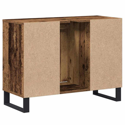 Badezimmerschrank mit Tür Altholz 80 x 33 x 60 cm Holzwerkstoff