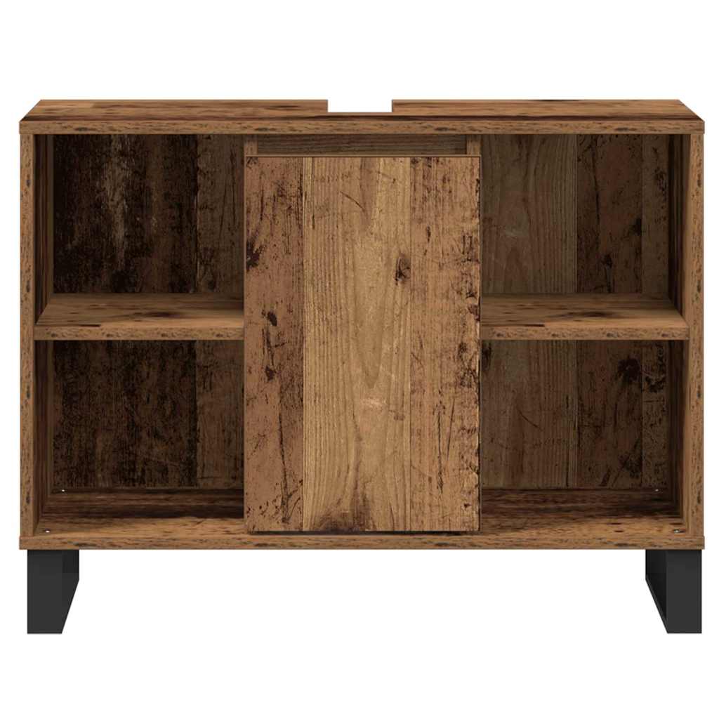 Badezimmerschrank mit Tür Altholz 80 x 33 x 60 cm Holzwerkstoff