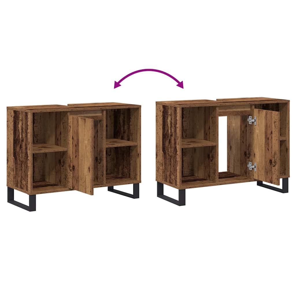 Badezimmerschrank mit Tür Altholz 80 x 33 x 60 cm Holzwerkstoff