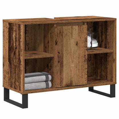 Badezimmerschrank mit Tür Altholz 80 x 33 x 60 cm Holzwerkstoff