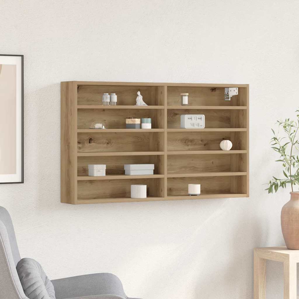 Vitrinenschrank mit Regal Eiche handwerklich 100 x 15 x 58 cm